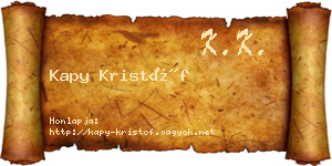 Kapy Kristóf névjegykártya